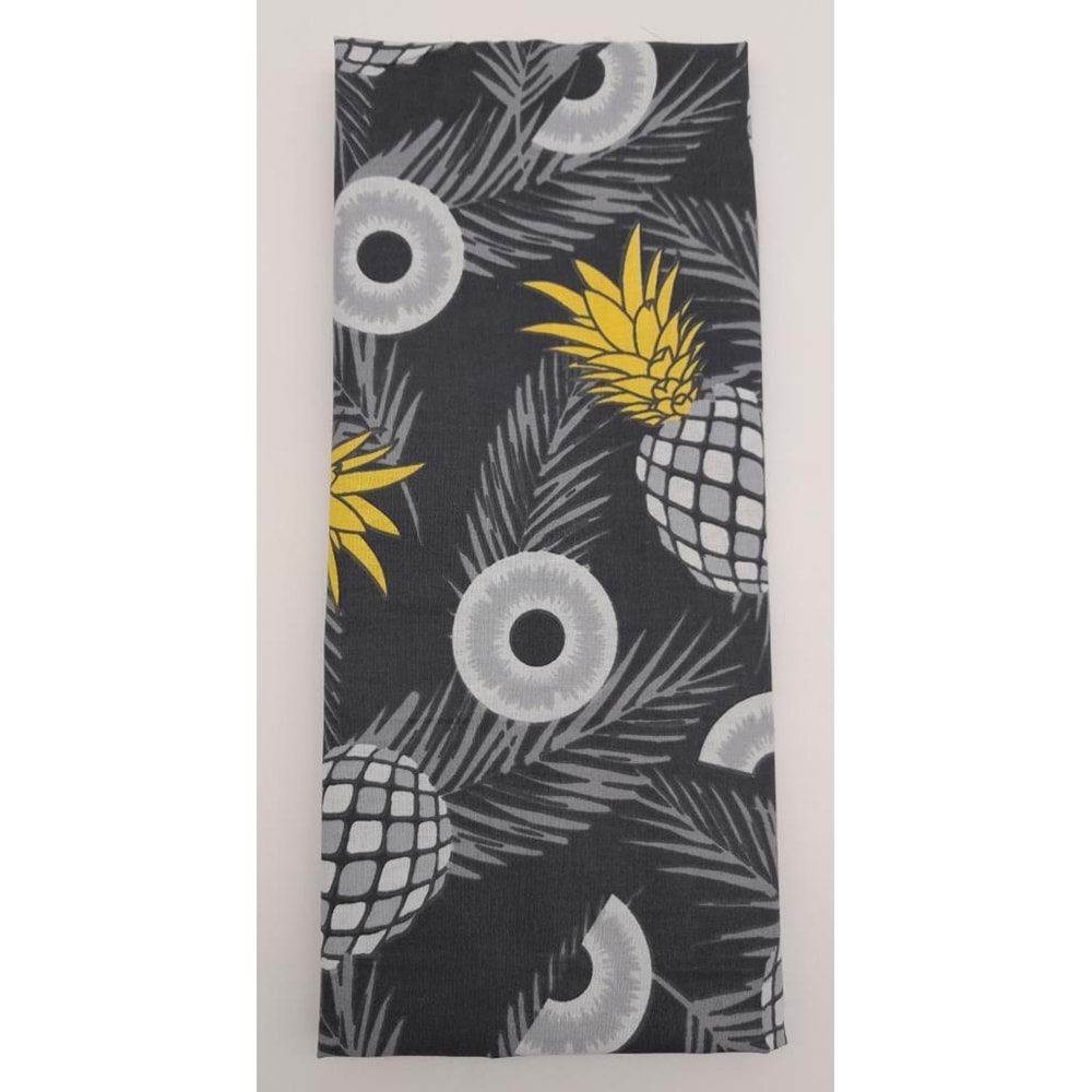 Çanta Aksesuar 120X50 Cm Koyu Gri Ananas Desen Pamuklu Astarlık Kumaş No:19