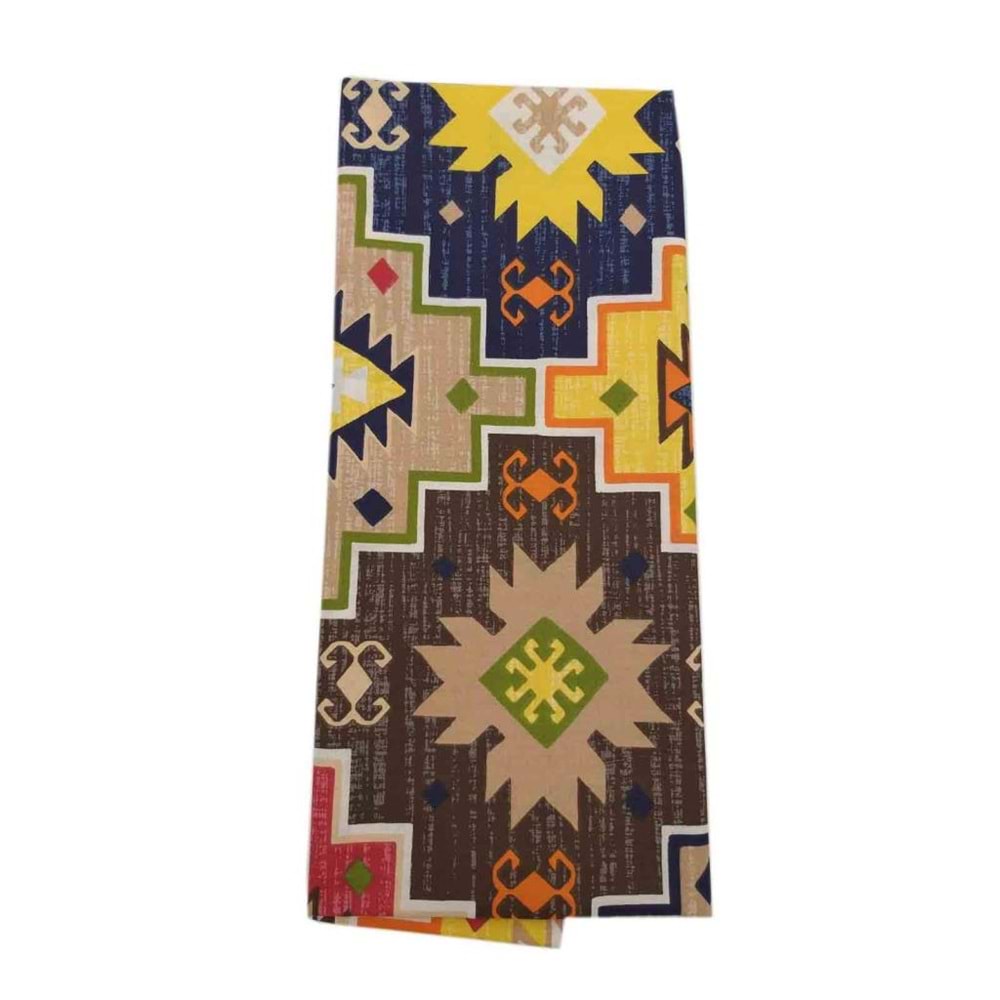 Çanta Aksesuar 120X50 Cm Pamuklu Astarlık Kumaş Kilim Desen Sarı Ton