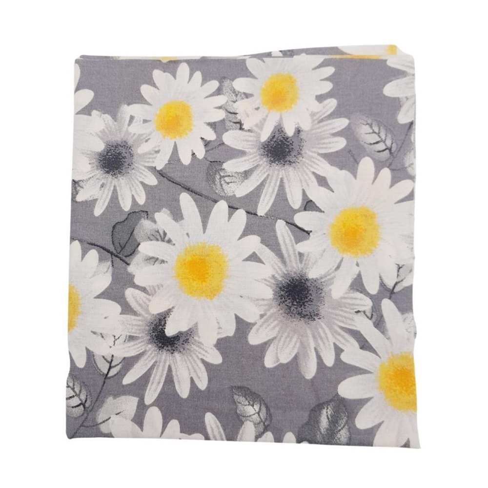 Çanta Aksesuar 80x35 cm Pamuklu Astarlık Kumaş Beyaz Papatyalı Gri Renk No:35