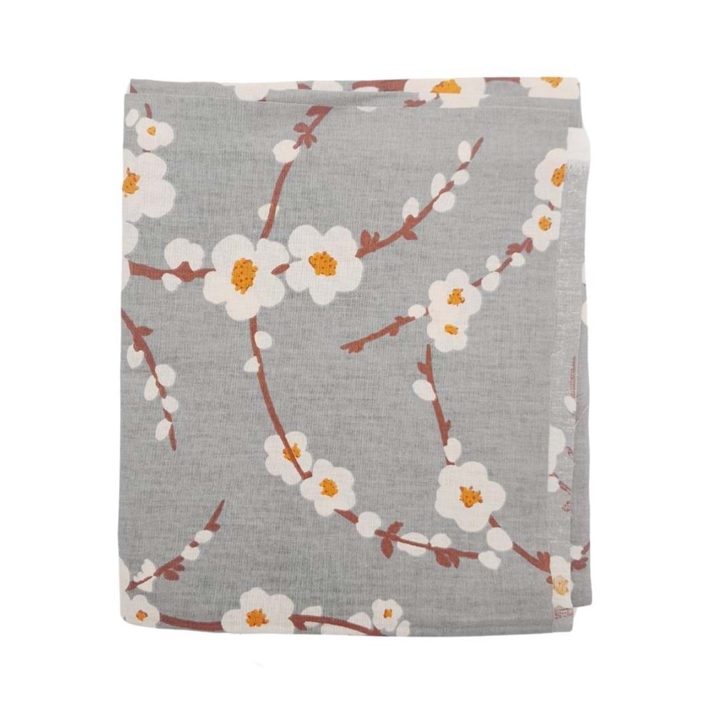 Çanta Aksesuar 80x35 cm Pamuklu Astarlık Kumaş Papatya Desen Gri Renk No:38
