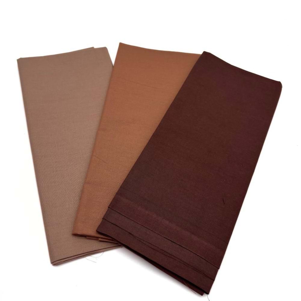 Çanta Aksesuar 120x50 cm Pamuklu Astarlık Kumaş Seti (Koyu Kahve, Açık Kahve, Sütlü Kahve)