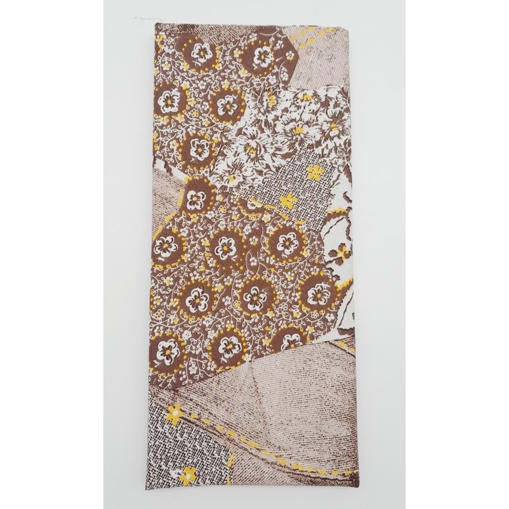 Çanta Aksesuar 120X50 Cm Kahverengi Pamuklu Astarlık Kumaş Çiçek Desenli
