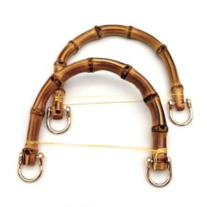 Çanta Aksesuar 15 Cm Çift Gerçek Bambu Çanta Sapı Halkalı