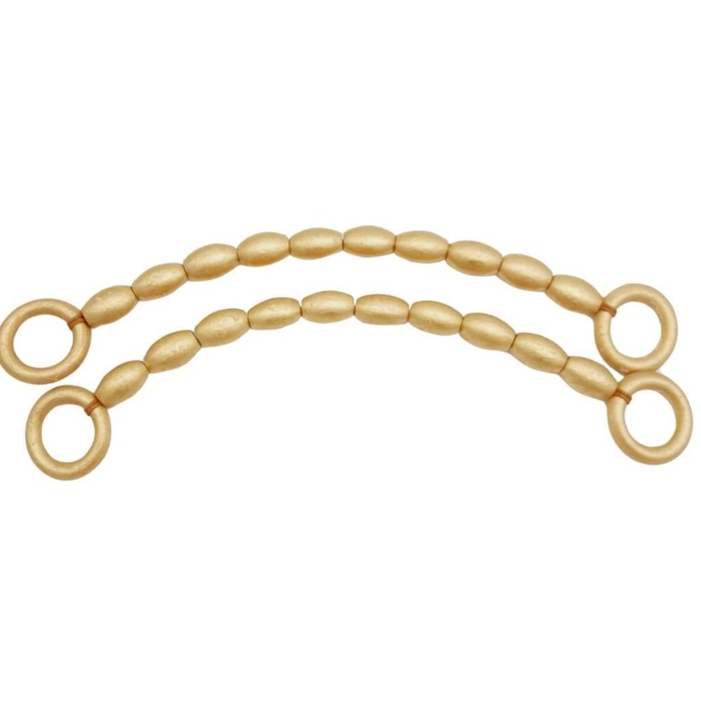 Çanta Aksesuar 20 mm Oval Ahşap Boncuklu 40 cm Gold Renk Çanta Sapı