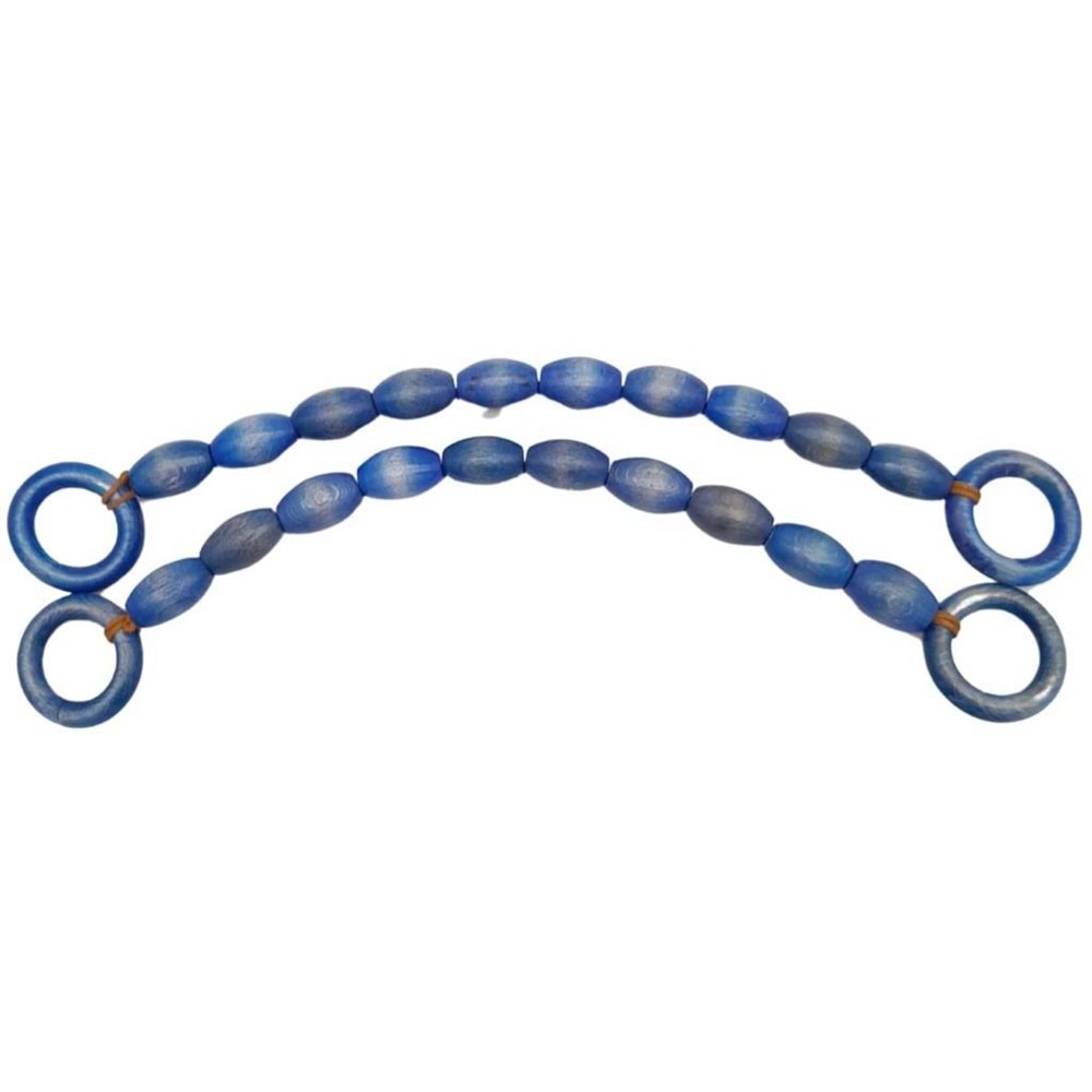 Çanta Aksesuar 20 mm Oval Ahşap Boncuklu 40 cm Lacivert Renk Çanta Sapı