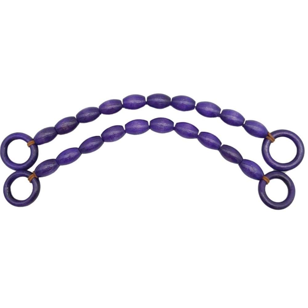 Çanta Aksesuar 20 mm Oval Ahşap Boncuklu 40 cm Mor Renk Çanta Sapı