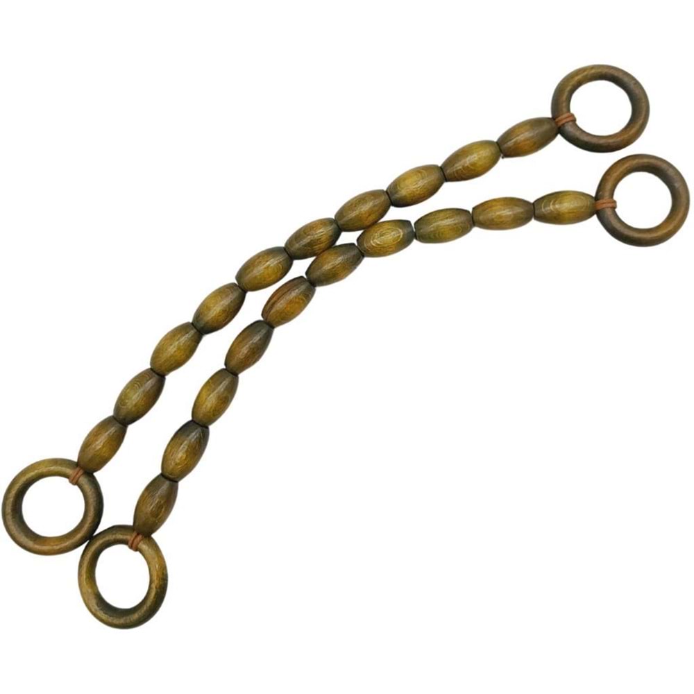 Çanta Aksesuar 20 mm Oval Ahşap Boncuklu 40 cm Zeytin Yeşili Renk Çanta Sapı