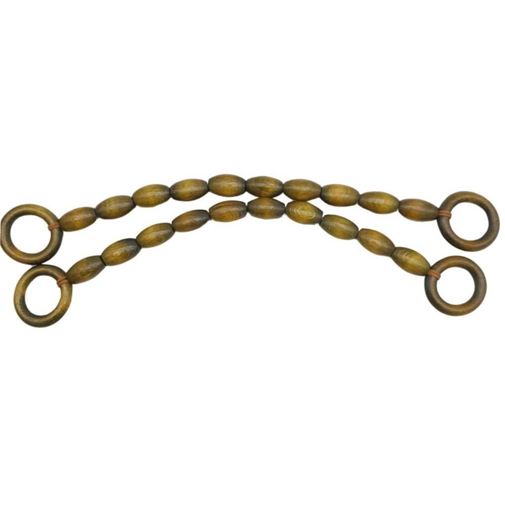 Çanta Aksesuar 20 mm Oval Ahşap Boncuklu 40 cm Zeytin Yeşili Renk Çanta Sapı