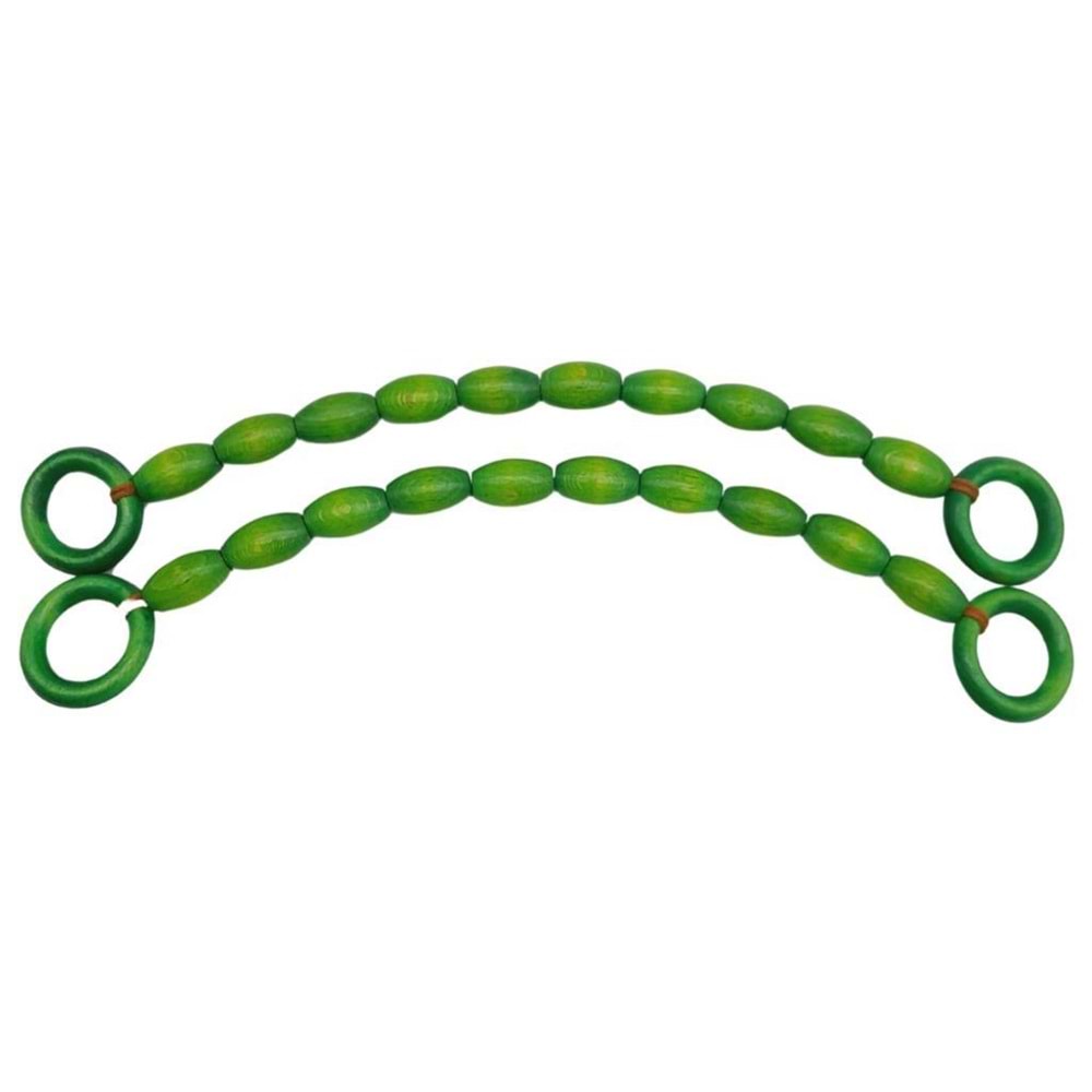 Çanta Aksesuar 20 mm Oval Ahşap Boncuklu 40 cm Yeşil Renk Çanta Sapı