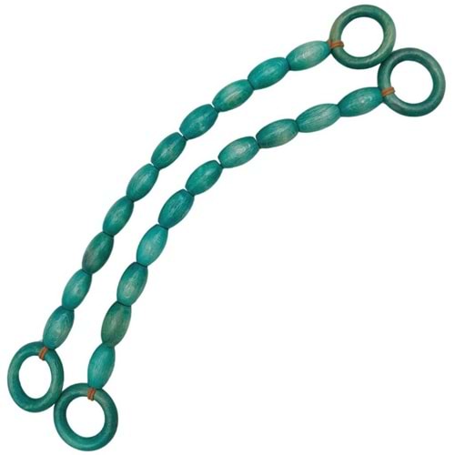 Çanta Aksesuar 20 mm Oval Ahşap Boncuklu 40 cm Turkuaz Renk Çanta Sapı