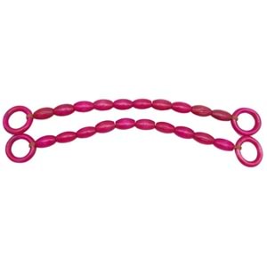 Çanta Aksesuar 20 mm Oval Ahşap Boncuklu 40 cm Fuşya Renk Çanta Sapı