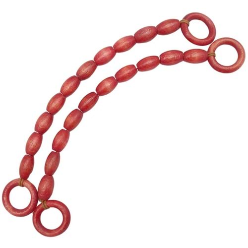 Çanta Aksesuar 20 mm Oval Ahşap Boncuklu 40 cm Kırmızı Renk Çanta Sapı