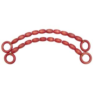 Çanta Aksesuar 20 mm Oval Ahşap Boncuklu 40 cm Kırmızı Renk Çanta Sapı