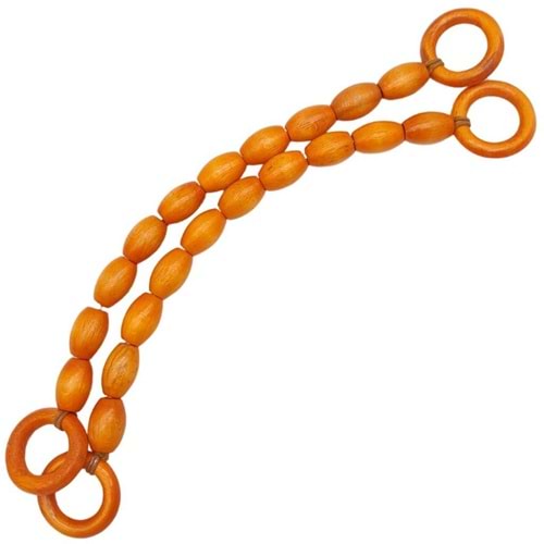Çanta Aksesuar 20 mm Oval Ahşap Boncuklu 40 cm Turuncu Renk Çanta Sapı