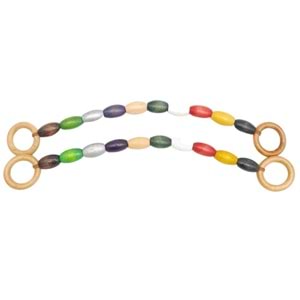 Çanta Aksesuar 20 mm Oval Ahşap Boncuklu 40 cm Renkli No:1 Çanta Sapı