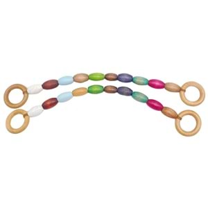 Çanta Aksesuar 20 mm Oval Ahşap Boncuklu 40 cm Renkli No:2 Çanta Sapı