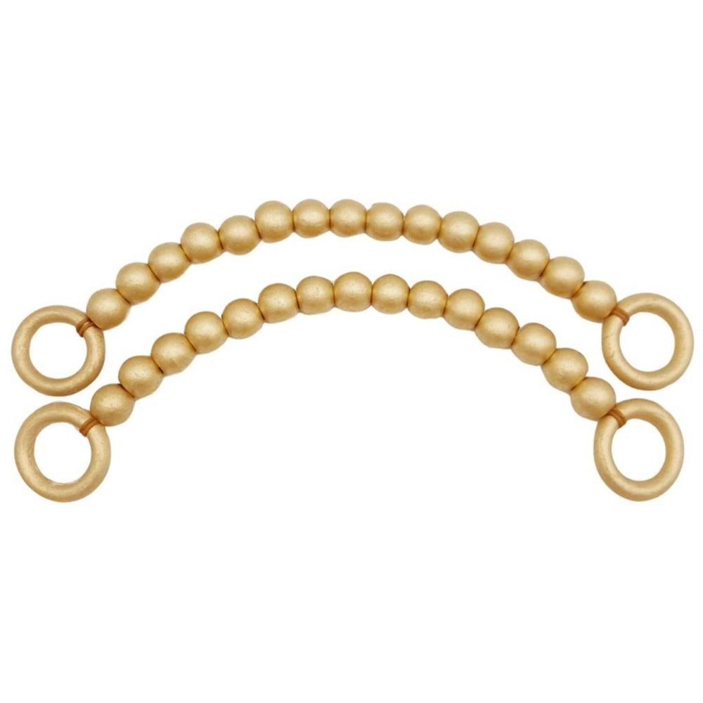 Çanta Aksesuar 20 mm Ahşap Boncuklu 37 cm Gold Renk Çanta Sapı