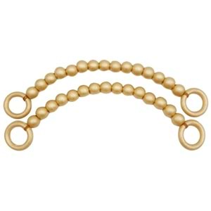 Çanta Aksesuar 20 mm Ahşap Boncuklu 37 cm Gold Renk Çanta Sapı