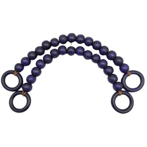 Çanta Aksesuar 20 mm Ahşap Boncuklu 37 cm Mor Renk Çanta Sapı