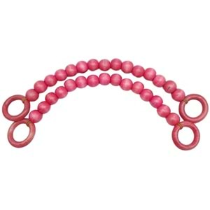 Çanta Aksesuar 20 mm Ahşap Boncuklu 37 cm Pembe Renk Çanta Sapı