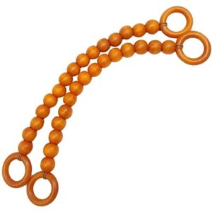 Çanta Aksesuar 20 mm Ahşap Boncuklu 37 cm Turuncu Renk Çanta Sapı