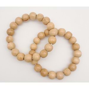 Çanta Aksesuar 12 cm Ahşap Boncuklu Bilezik Model Açık Ahşap Renk Çift Sap