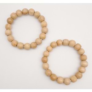 Çanta Aksesuar 12 cm Ahşap Boncuklu Bilezik Model Açık Ahşap Renk Çift Sap