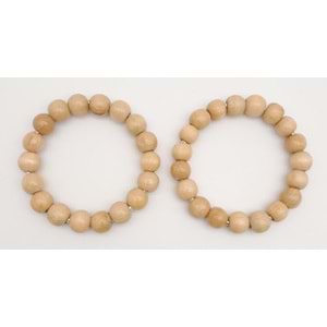 Çanta Aksesuar 12 cm Ahşap Boncuklu Bilezik Model Açık Ahşap Renk Çift Sap