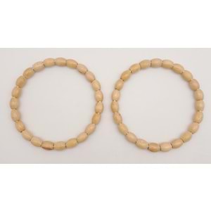 Çanta Aksesuar 12 cm Oval Ahşap Boncuklu Bilezik Model Açık Ahşap Çift Sap