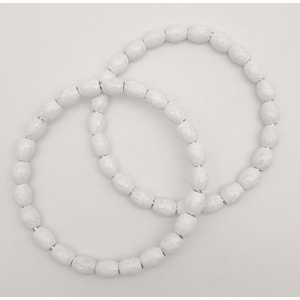 Çanta Aksesuar 12 cm Oval Ahşap Boncuklu Bilezik Model Beyaz Renk Çift Sap