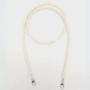 Çanta Aksesuar 120 cm Ham Doğal Renk 8 mm Ahşap Boncuklu Çanta Sapı Gümüş Metalli