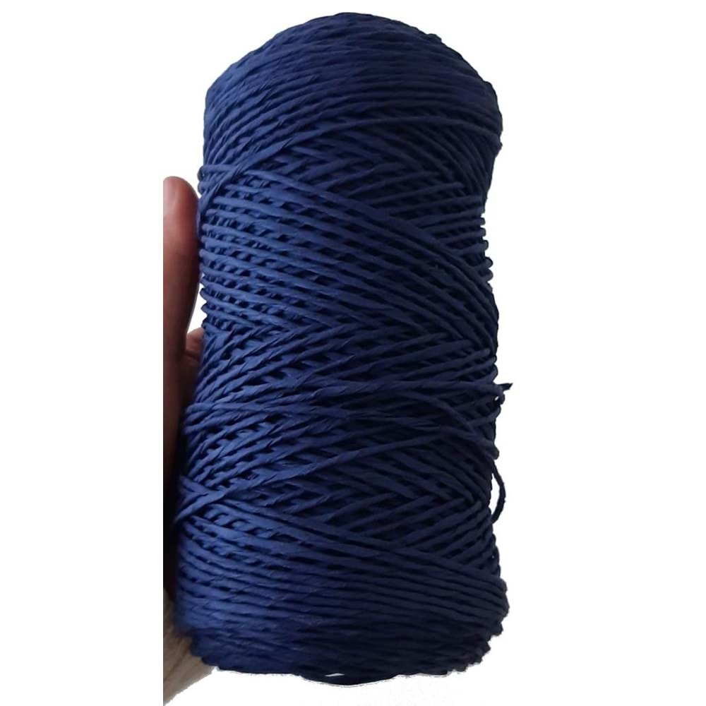 Çanta Aksesuar Koyu Mavi Renk Bükümlü Rafya