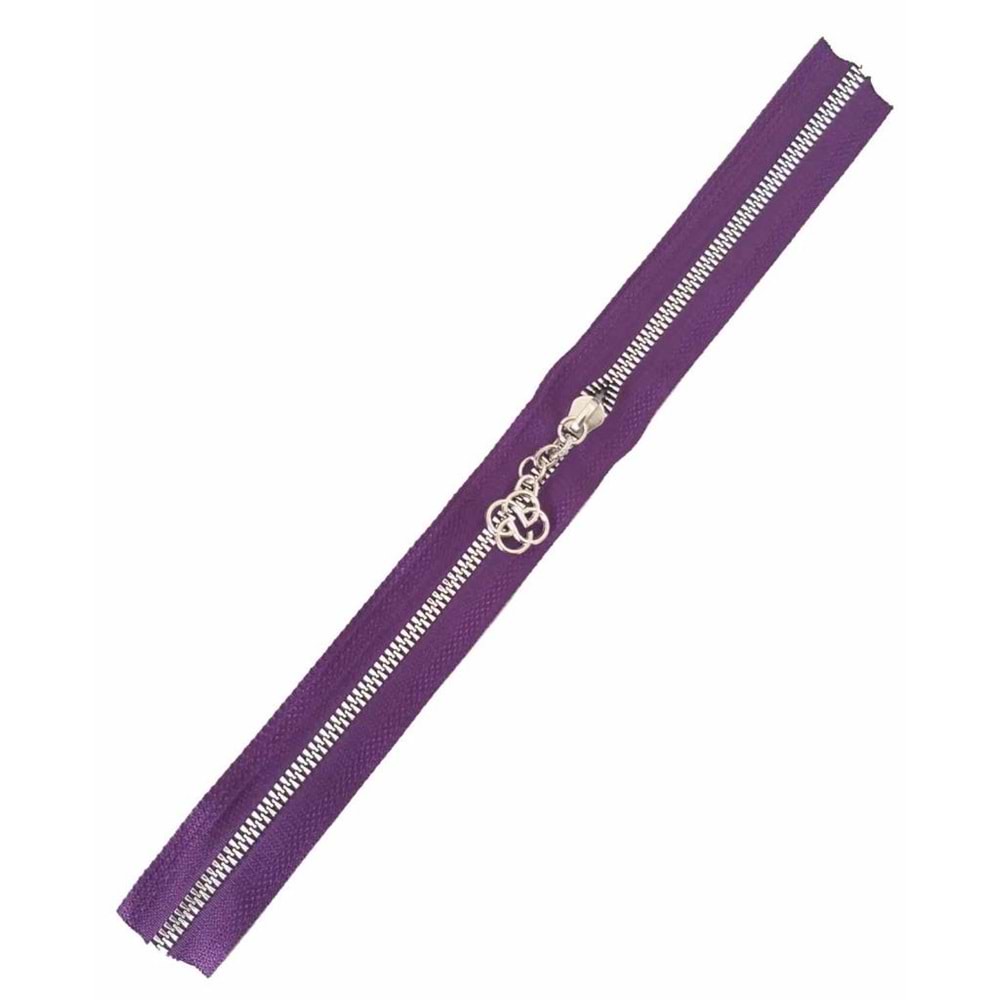 Çanta Aksesuar Başlıklı Fermuar 30 Cm Gümüş Metal Mor