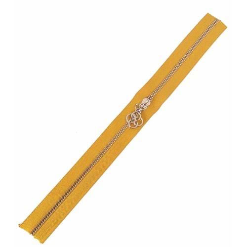 Çanta Aksesuar Başlıklı Fermuar 30 Cm Gümüş Metal Hardal Sarı