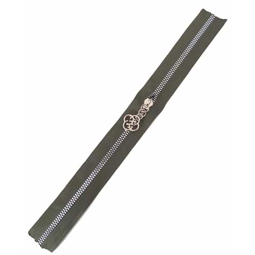 Çanta Aksesuar Başlıklı Fermuar 30 Cm Gümüş Metal Haki