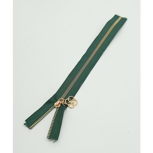 Çanta Aksesuar Başlıklı Fermuar 30 Cm Light Gold Metal Zümrüt Yeşili