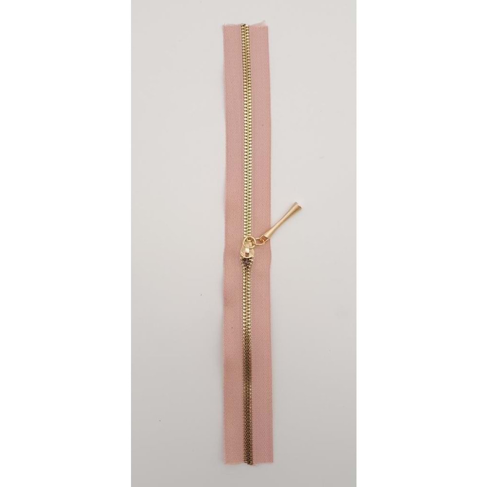 Çanta Aksesuar Başlıklı Fermuar 30 Cm Light Gold Metal Pudra Renk
