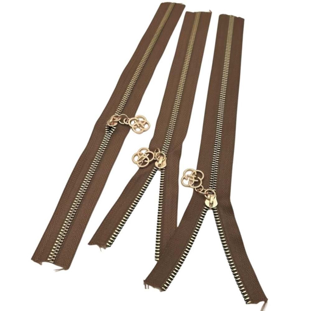 Çanta Aksesuar Başlıklı Fermuar Set 30 Cm Light Gold Metal Vizon 3 Adet