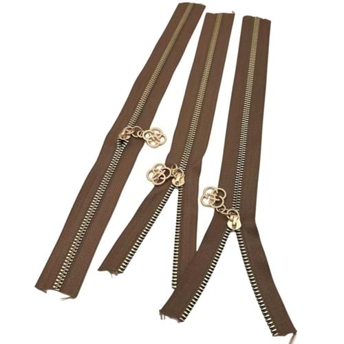 Çanta Aksesuar Başlıklı Fermuar Set 30 Cm Light Gold Metal Vizon 3 Adet