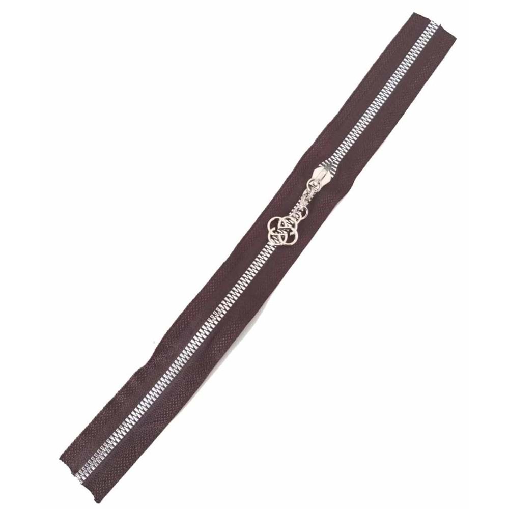 Çanta Aksesuar Başlıklı Fermuar 40 Cm Gümüş Metal Koyu Vizon