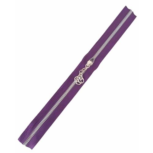 Çanta Aksesuar Başlıklı Fermuar 40 Cm Gümüş Metal Mor