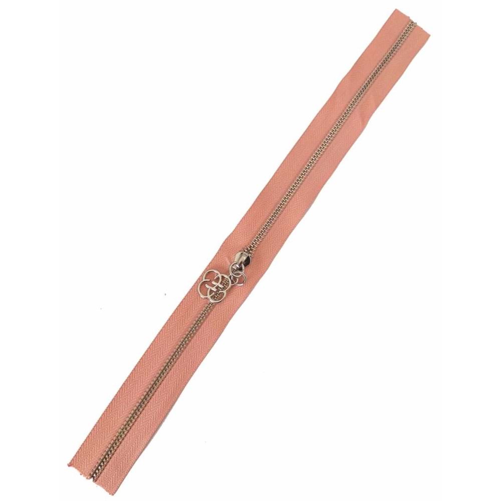 Çanta Aksesuar Başlıklı Fermuar 40 Cm Gümüş Metal Somon