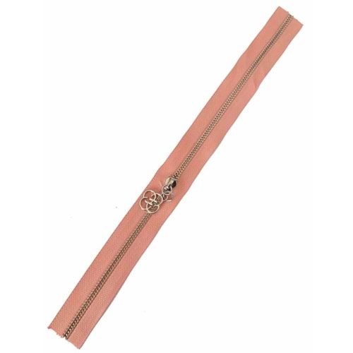 Çanta Aksesuar Başlıklı Fermuar 40 Cm Gümüş Metal Somon