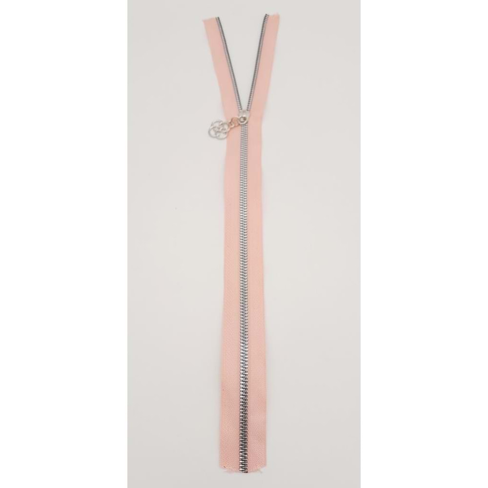 Çanta Aksesuar Başlıklı Fermuar 40 Cm Gümüş Metal Pudra