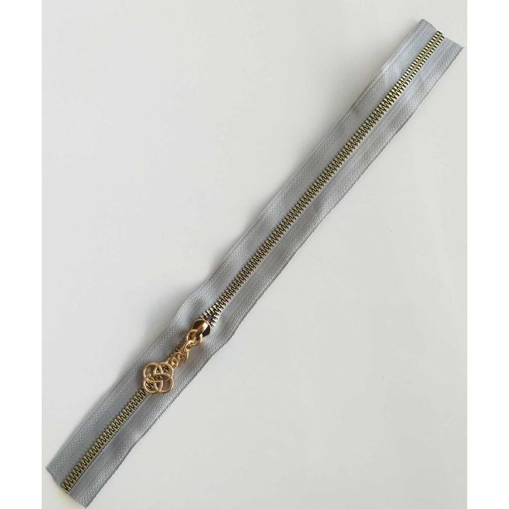 Çanta Aksesuar Başlıklı Fermuar 40 Cm Light Gold Metal Açık Gri