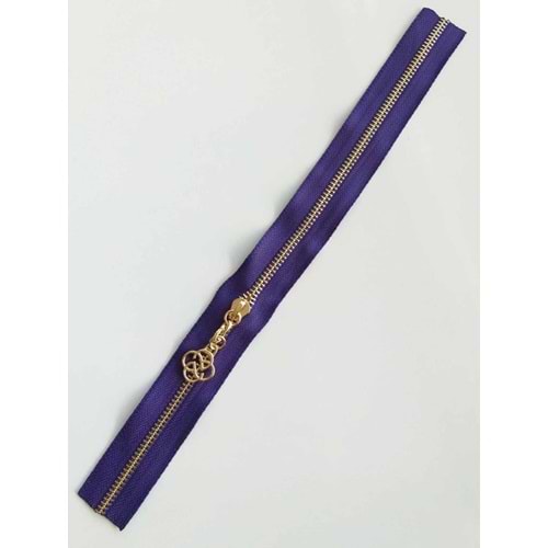 Çanta Aksesuar Başlıklı Fermuar 40 Cm Light Gold Metal Mor