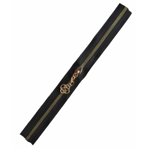 Çanta Aksesuar Başlıklı Fermuar 40 Cm Light Gold Metal Siyah