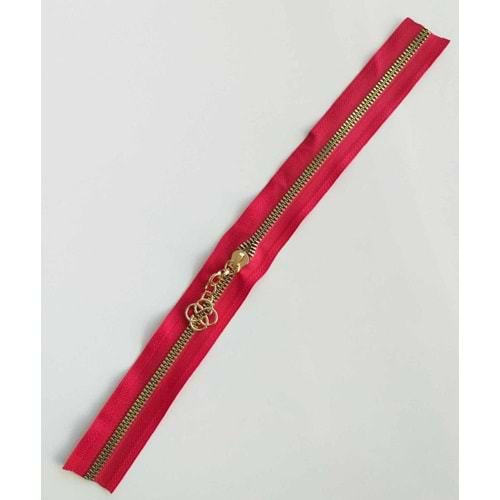Çanta Aksesuar Başlıklı Fermuar 40 Cm Light Gold Metal Kırmızı