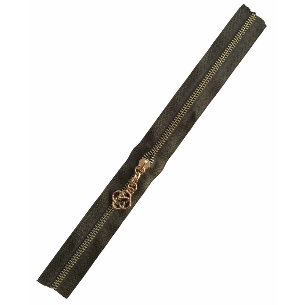 Çanta Aksesuar Başlıklı Fermuar 40 Cm Light Gold Metal Haki