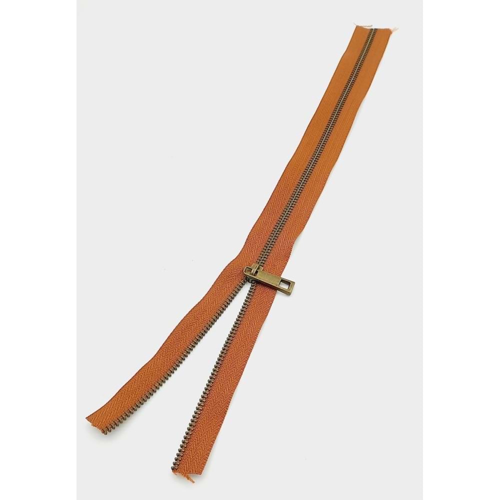 Çanta Aksesuar Başlıklı Fermuar 40 Cm Antik Metal Taba